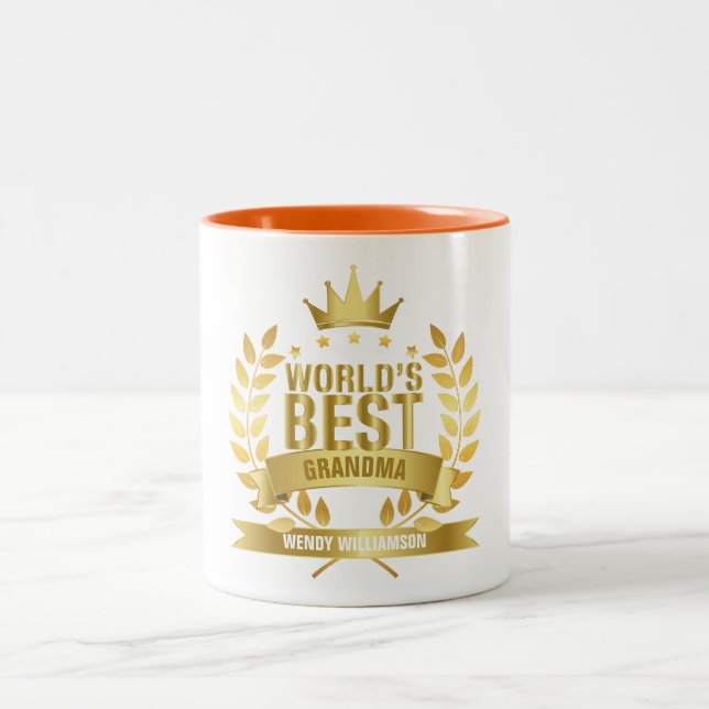 World's Best Grandma, Grandmother Fun Gold Zweifarbige Tasse (Mittel)
