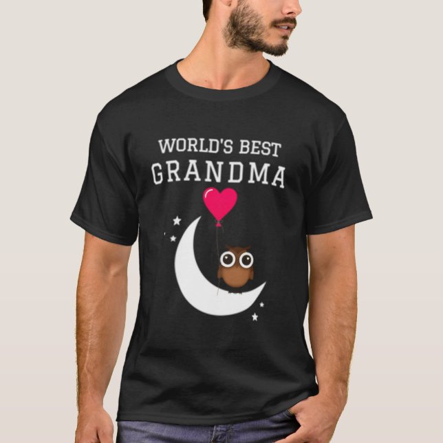 World'S Best Grandma Grandmother Owl He T-Shirt (Vorderseite)