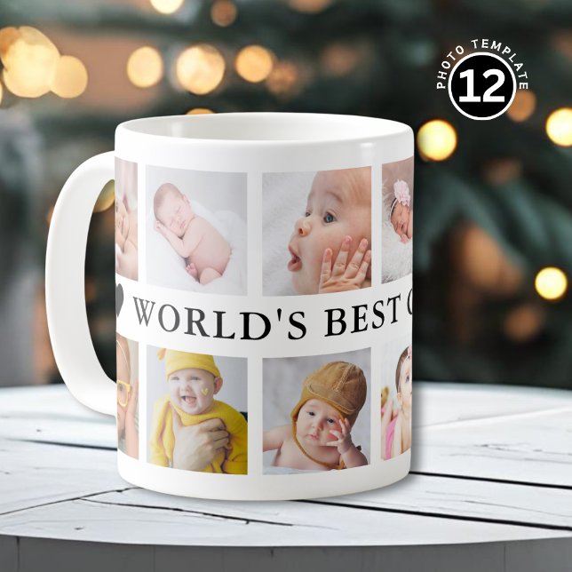 World's Best Grandpa 12 Photo Black And White Kaffeetasse (Von Creator hochgeladen)