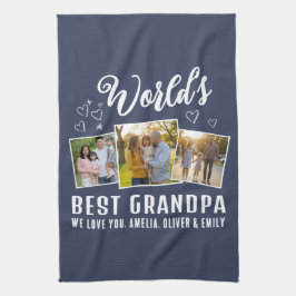 World's Best Grandpa Custom 3 Photo Collage Geschirrtuch