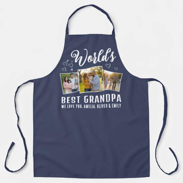 World's Best Grandpa Custom 3 Photo Collage Schürze (Vorderseite)