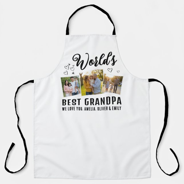 World's Best Grandpa Custom 3 Photo Collage Schürze (Vorderseite)
