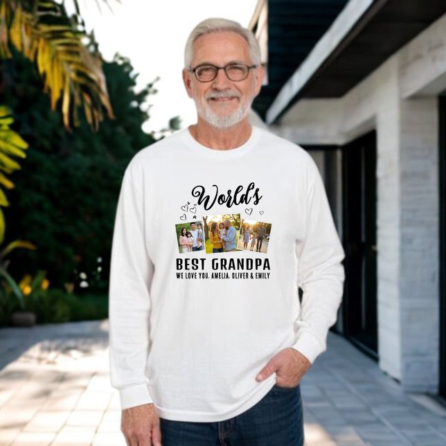 World's Best Grandpa Custom 3 Photo Collage Sweatshirt (Von Creator hochgeladen)