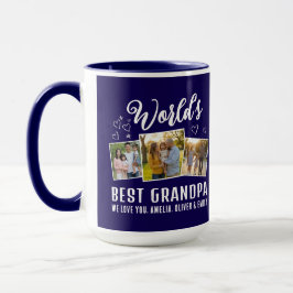 World's Best Grandpa Custom 3 Photo Collage Tasse