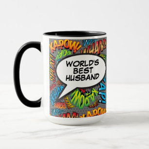 World's Best Husband Fun Retro Comic Buch Pop Kuns Tasse
