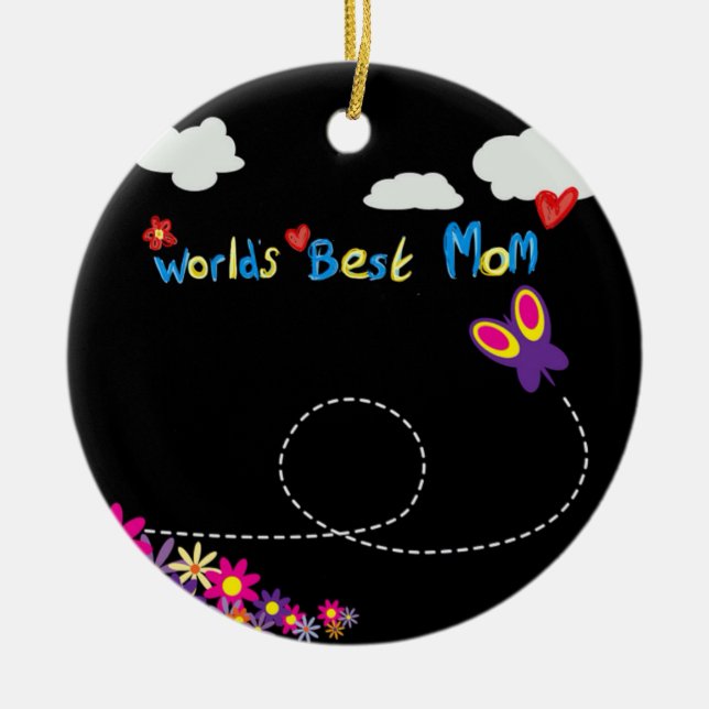 Worlds BEST MOM CARTOON mum Keramik Ornament (Vorne)