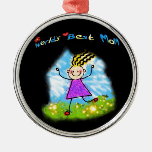 Worlds BEST MOM CARTOON mum Ornament Aus Metall