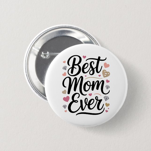 World's Best Mom Diamonds Button (Vorne & Hinten)