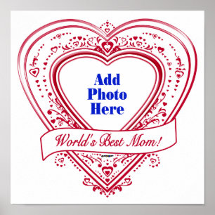 World's Best Mom! Foto von Red Hearts Poster