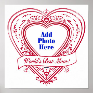 World's Best Mom! Foto von Red Hearts Poster