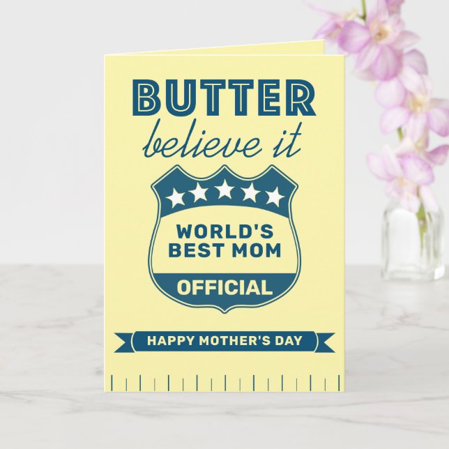 World's Best Mom Funny Butter Stick Mother's Day Karte (Orchidee)