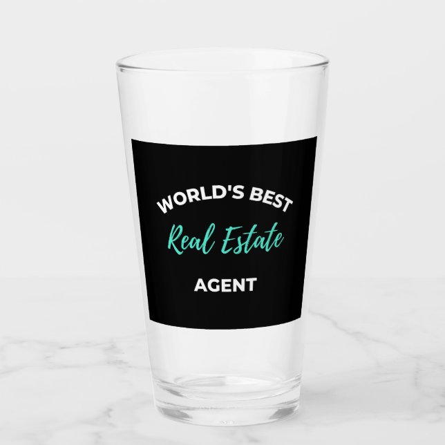 World's Best Real Estate Agent Glas (Vorderseite)