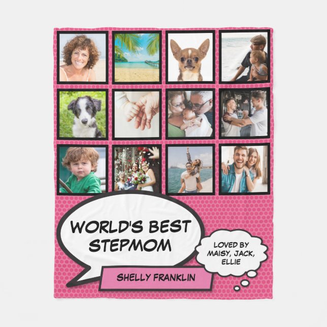 Worlds Best Stepmuth 12 Foto Pink Fleecedecke (Vorderseite)