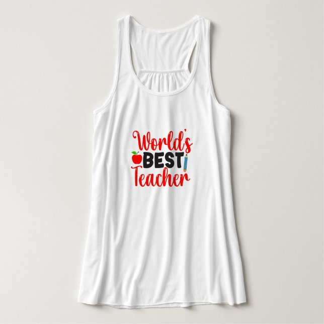 Worlds Best Teacher Apple School Gift Tank Top (Design Vorderseite)