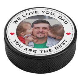 Worlds Best Vater Foto Heart Red White Black Text Eishockey Puck