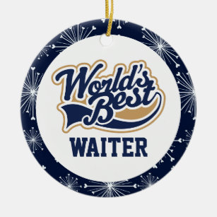 Worlds Best Waiter Gift Keramik Ornament