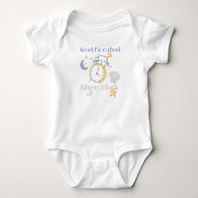 World's cutest alarm clock  - baby name on back  strampler (Vorderseite)