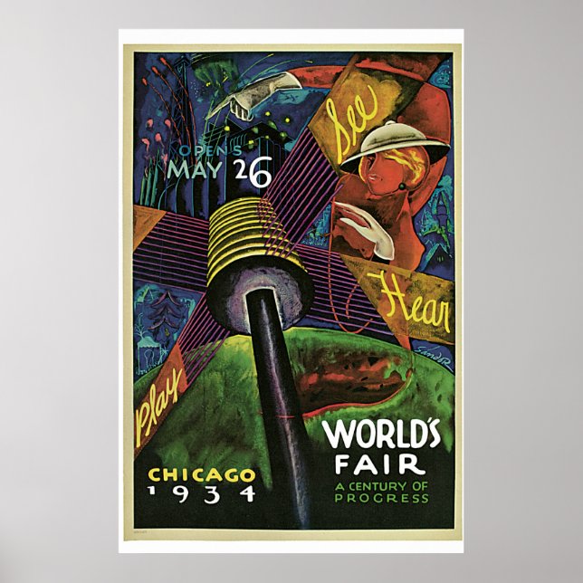 "World's Fair, Chicago, 1934" Vintag Poster (Vorne)