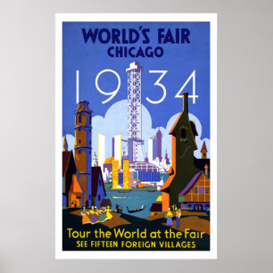 "World's Fair, Chicago 1934" Vintag Poster