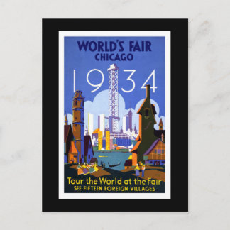 "World's Fair, Chicago 1934" Vintag Postkarte