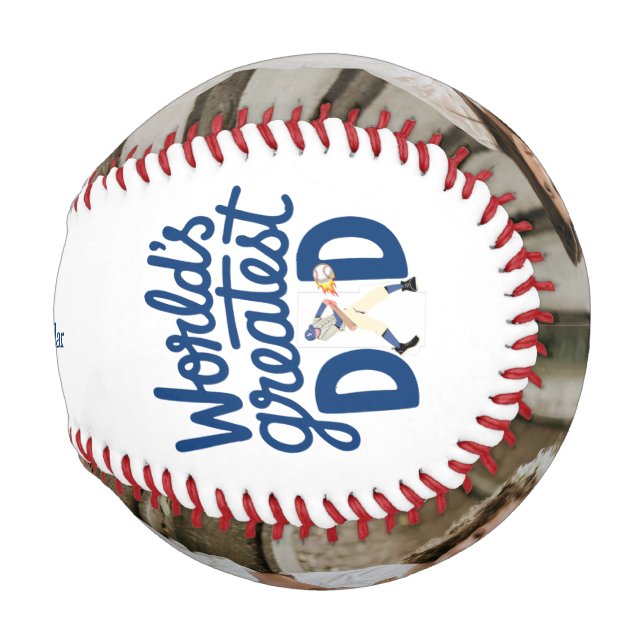 World's Greatest Dad Fathers Day Photo Collage Baseball (Vorne Rechts)