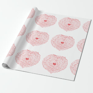 Worlds of Liebe Heart Wrapping Paper Geschenkpapier