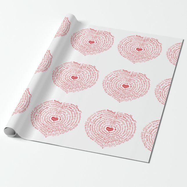 Worlds of Liebe Heart Wrapping Paper Geschenkpapier (Ungerollt)