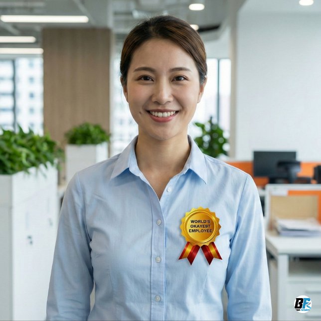 World's Okayest Employee | Funny Gold Medal Award Button (Von Creator hochgeladen)
