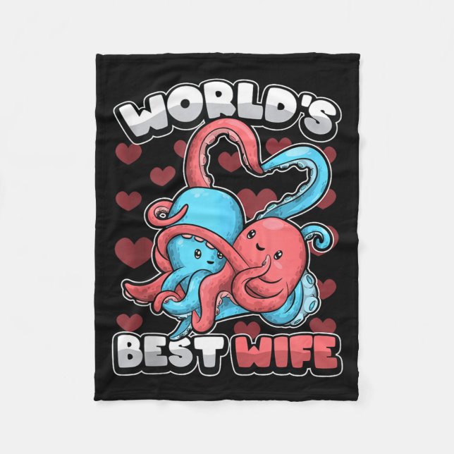 World's Wife Cute Kawaii Octopus Heart Cute Couple Fleecedecke (Vorderseite)