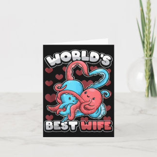 World's Wife Cute Kawaii Octopus Heart Cute Couple Karte