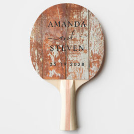 Worn Barn Wood Couple Names with Wedding Date Tischtennis Schläger