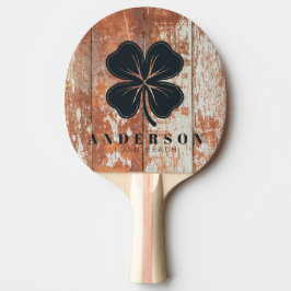 Worn Barn Wood Four Leaf Clover with Name Tischtennis Schläger