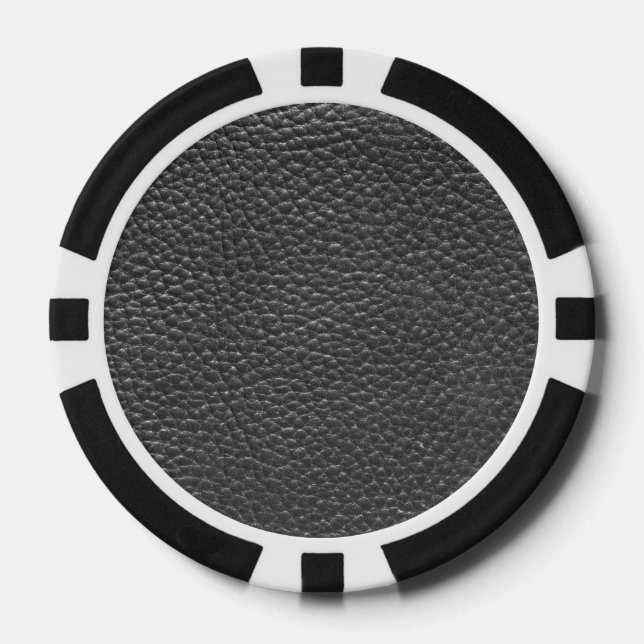 Worn Black Fake Leather Pokerchips (Vorderseite)