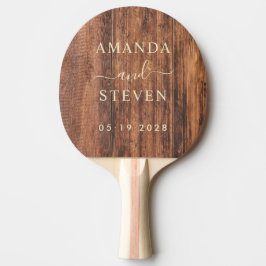 Worn Cutting Board Couple Names with Wedding Tischtennis Schläger