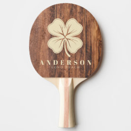 Worn Cutting Board Four Leaf Clover with Name Tischtennis Schläger