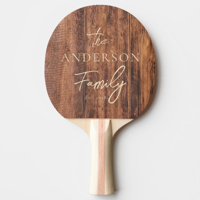 Worn Cutting Board Hand Written Family Name Tischtennis Schläger (Vorderseite)