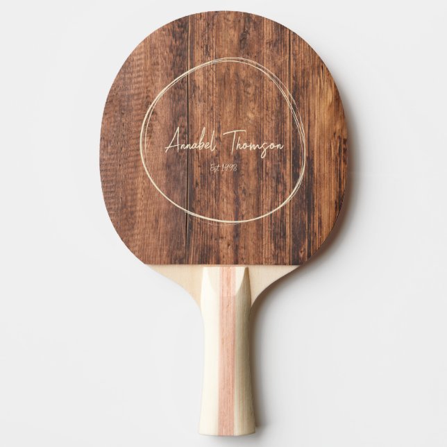 Worn Cutting Board Name in Drawn Circle  Tischtennis Schläger (Vorderseite)