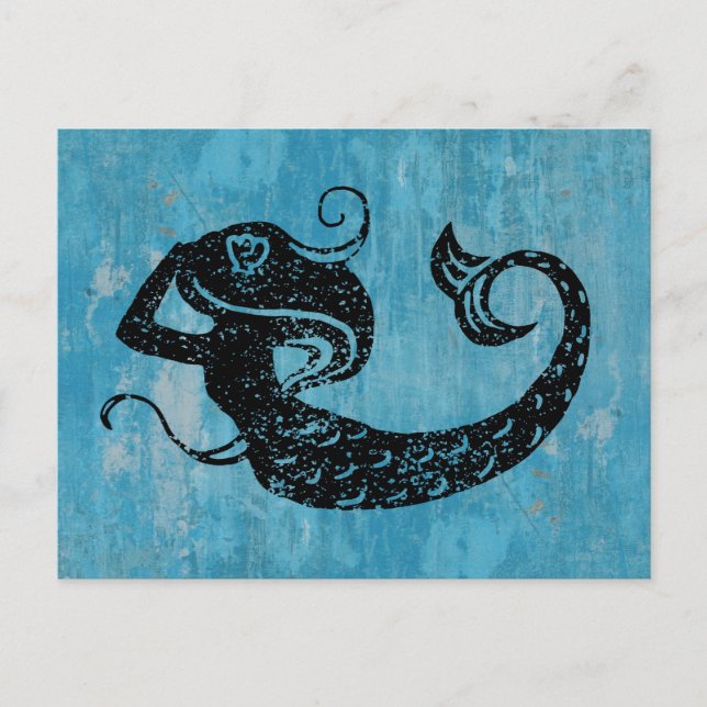 Worn Mermaid Postkarte (Vorderseite)