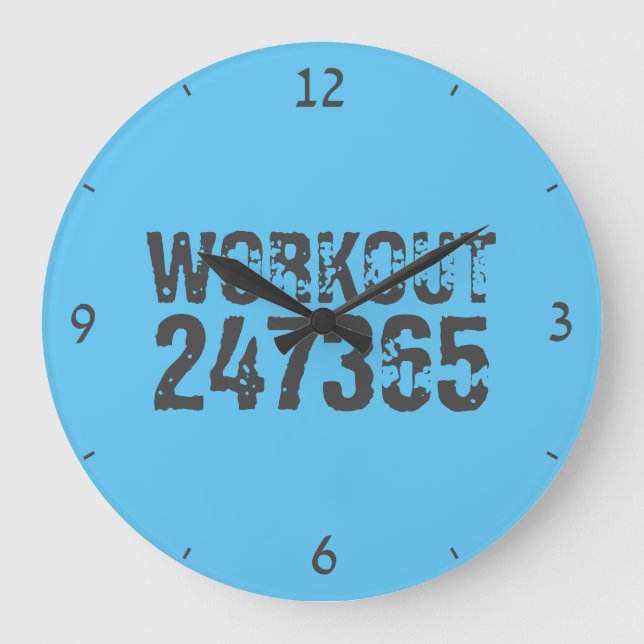 Worn out and scratched text Workout 247365 blue Große Wanduhr (Vorderseite)