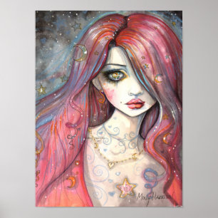 Worry 12 x 16 Poster Contemporary Girl Fantasy Art