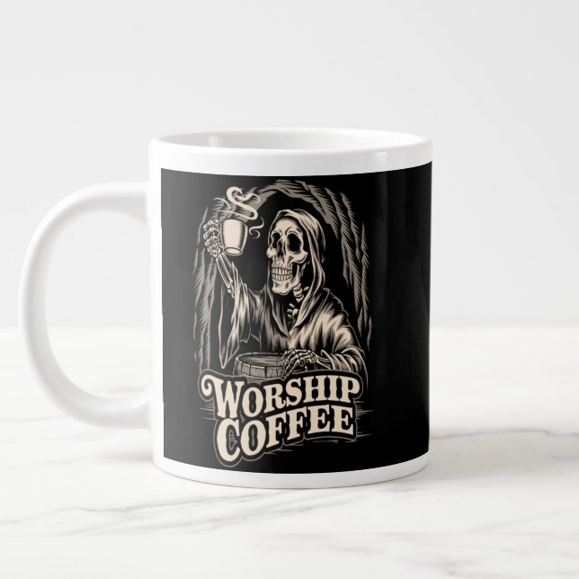 Worship Coffee Skeleton Jumbo-Tasse (Links)