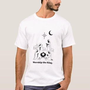 Worship the King T-Shirt Minimalistische Weihnac