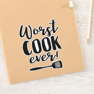 Worst Cook Ever Funny Koch Zitat mit Spatula Aufkleber