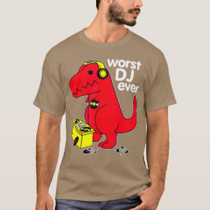Worst DJ Ever Funny Red Dinosaur T-Shirt