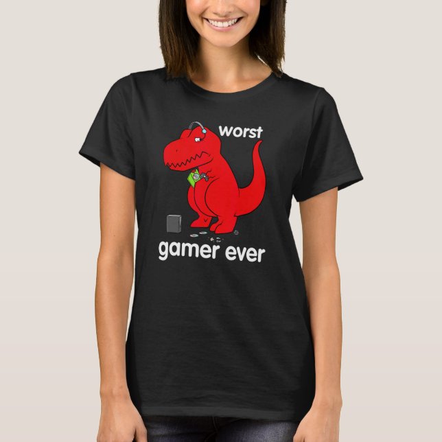 Worst Gamer Ever Dino T-Shirt (Vorderseite)