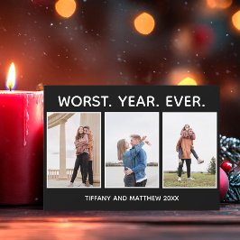 Worst Year Ever Funny Christmas Foto Dunkler Spaß Feiertagskarte