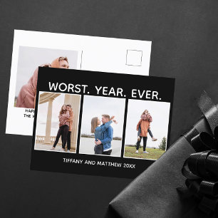 Worst Year Ever Funny Christmas Foto Dunkler Spaß Postkarte