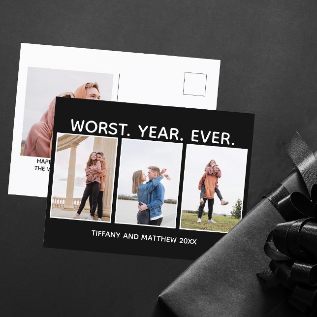 Worst Year Ever Funny Christmas Foto Dunkler Spaß Postkarte (Von Creator hochgeladen)