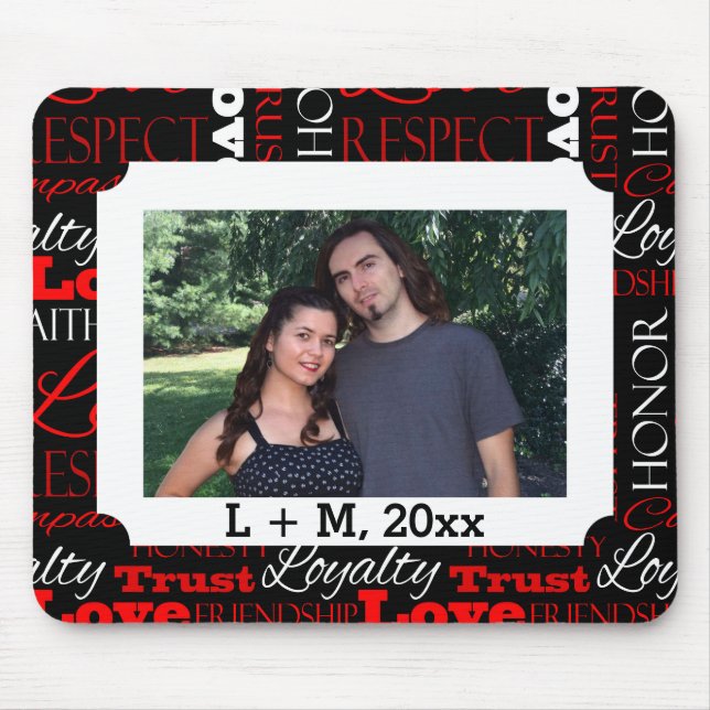 Wort-Collage Fotovalentines Tagespersonalisiert Mousepad (Vorne)
