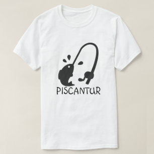 Wort im Latein: piscantur und Fische und T-Shirt